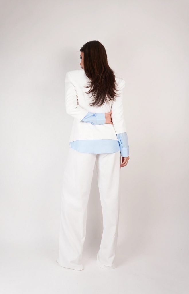 CONTRAST-SHIRT BLAZER SET