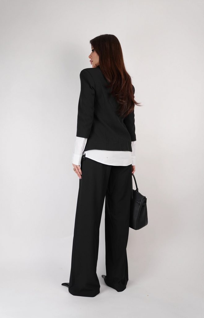 CONTRAST-SHIRT BLAZER SET