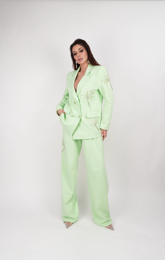 CRYSTAL-EMBELLISHED BLAZER SET