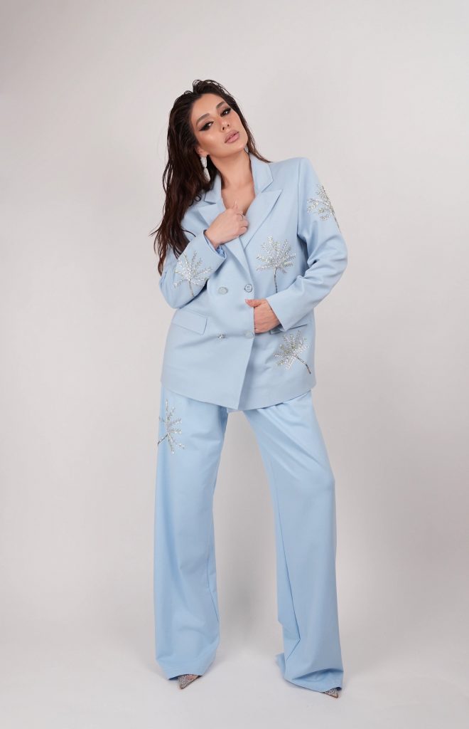 CRYSTAL-EMBELLISHED BLAZER SET