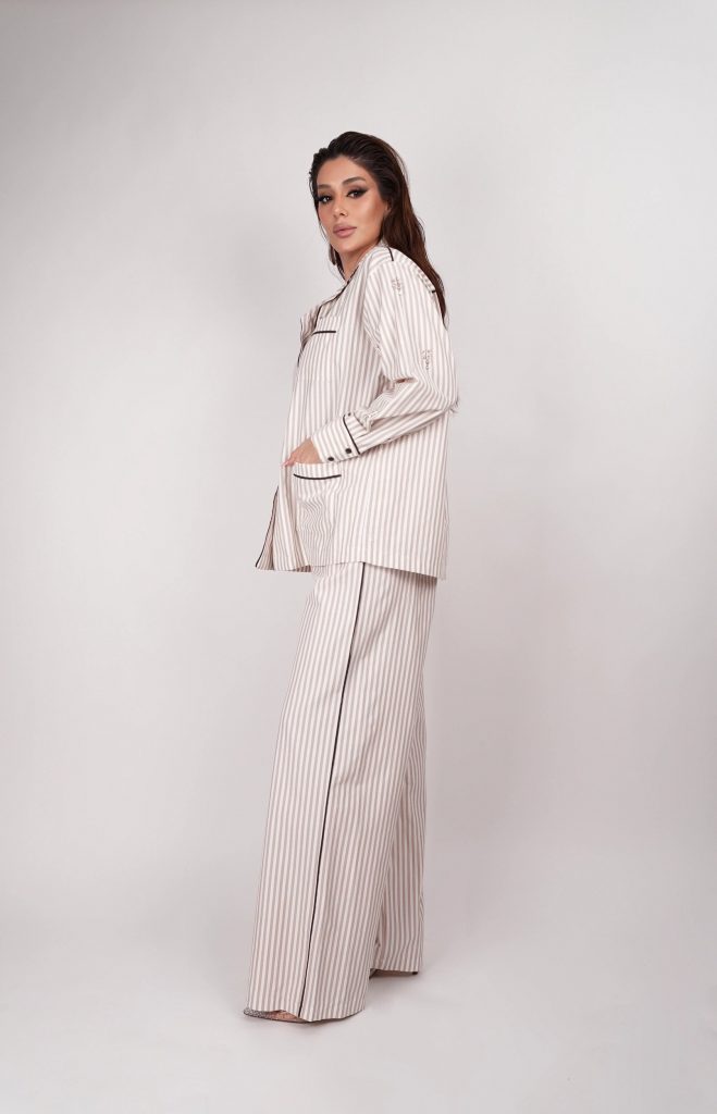 EMBELLISHED STRIPED LINEN SET