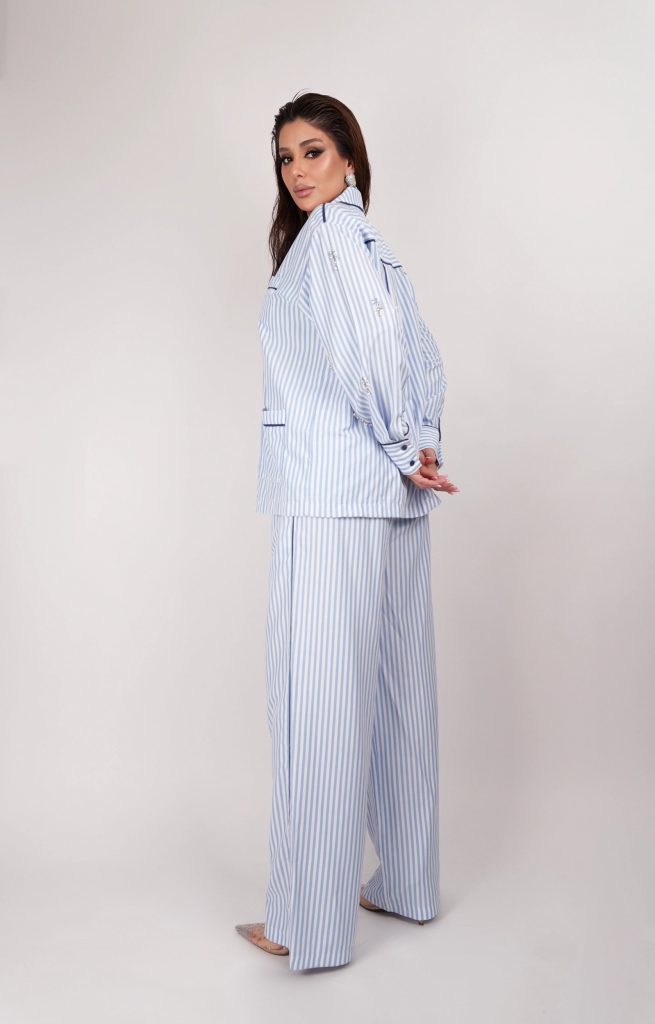 EMBELLISHED STRIPED LINEN SET