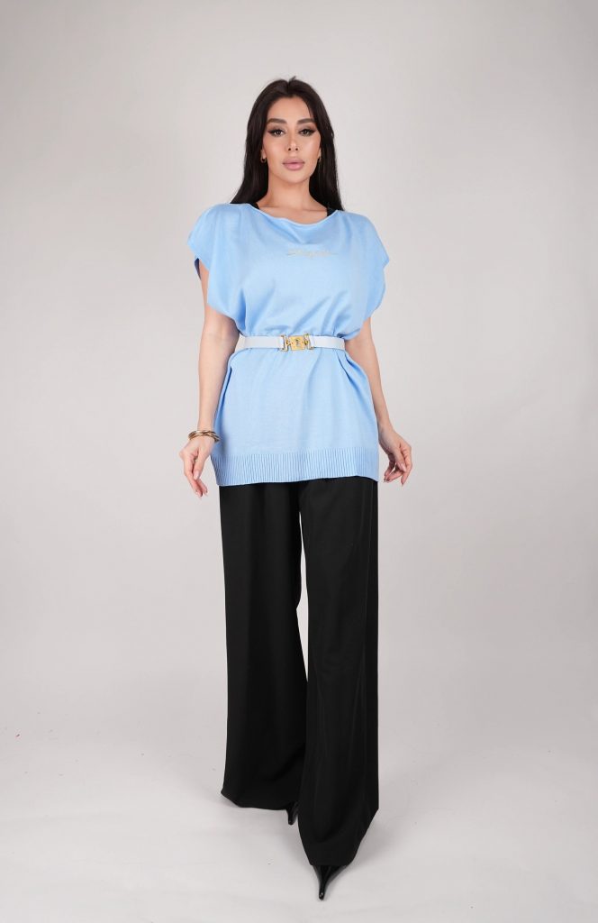 BELTED KNIT TUNIC TOP