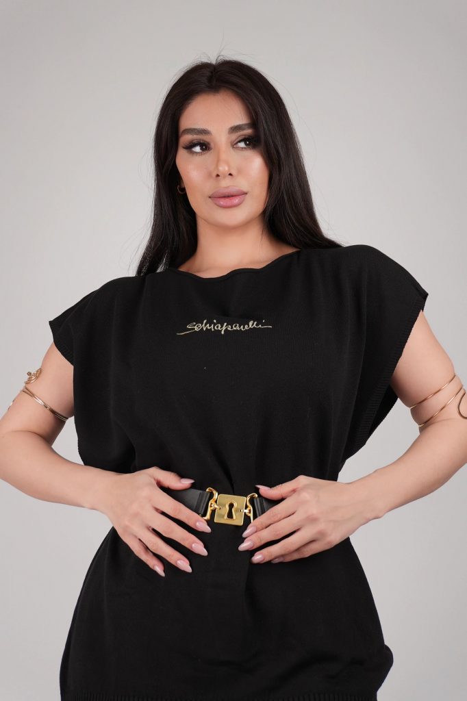 BELTED KNIT TUNIC TOP