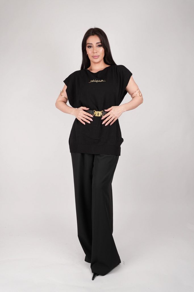 BELTED KNIT TUNIC TOP