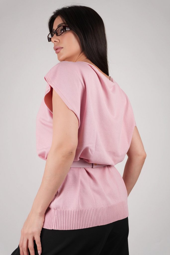 BELTED KNIT TUNIC TOP