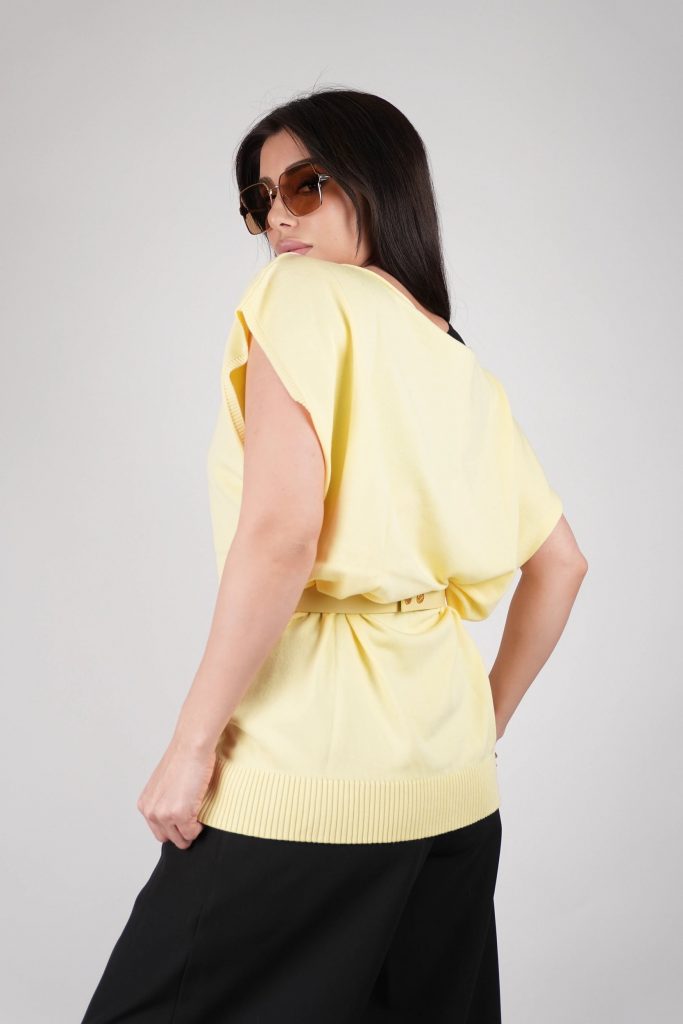 BELTED KNIT TUNIC TOP