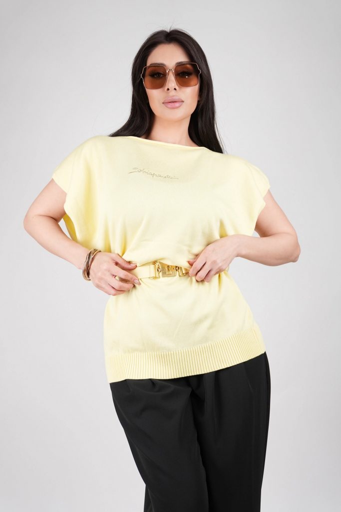 BELTED KNIT TUNIC TOP