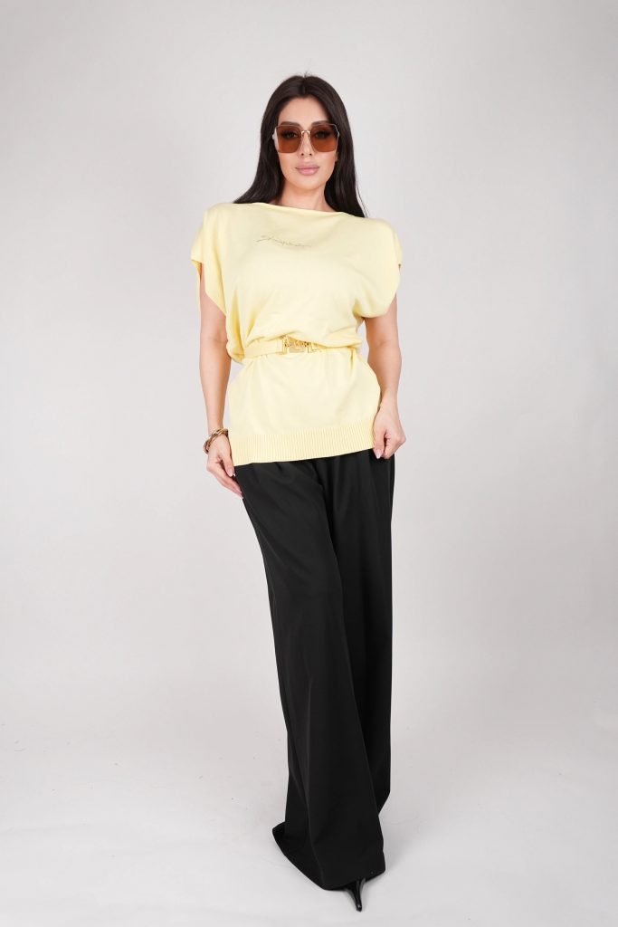 BELTED KNIT TUNIC TOP