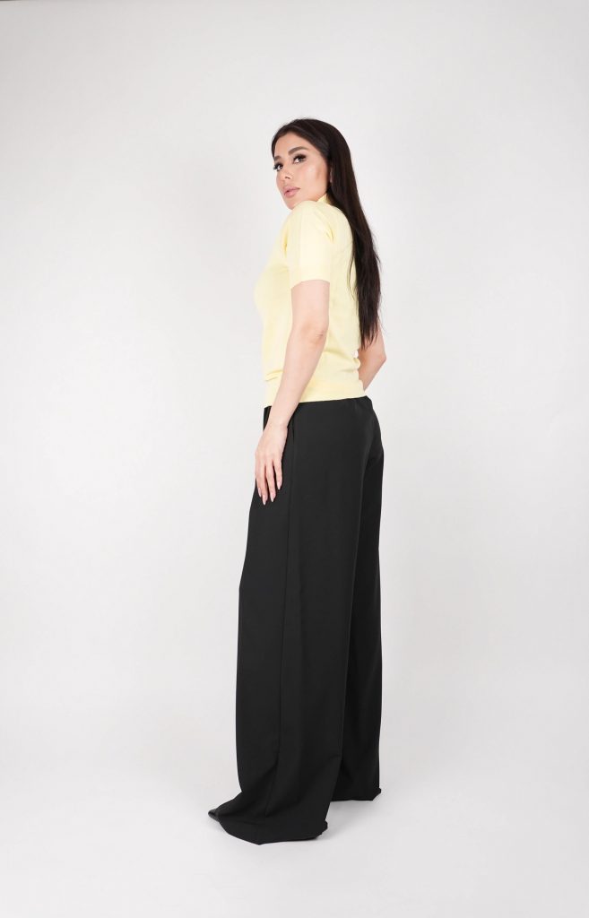 RHINESTONE-COLLAR KNIT POLO TOP