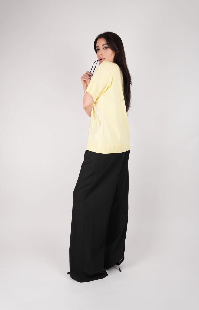 ARGYLE-PATTERN OPEN-KNIT TOP