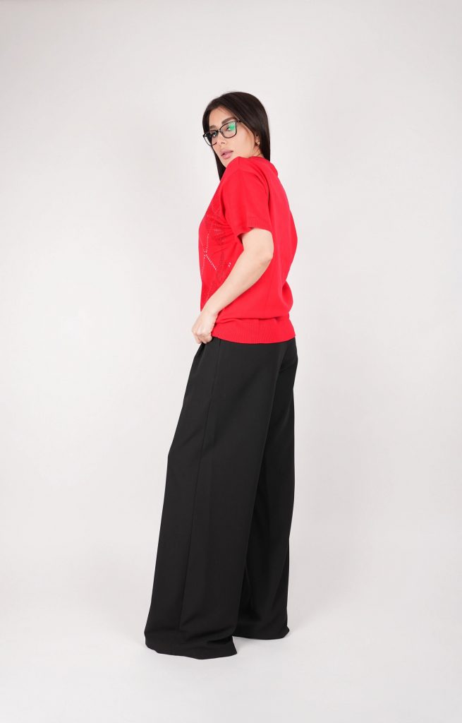 ARGYLE-PATTERN OPEN-KNIT TOP
