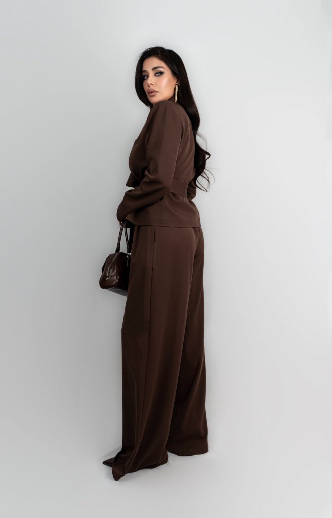 WAIST-TIE JACKET AND WIDE-LEG TROUSERS