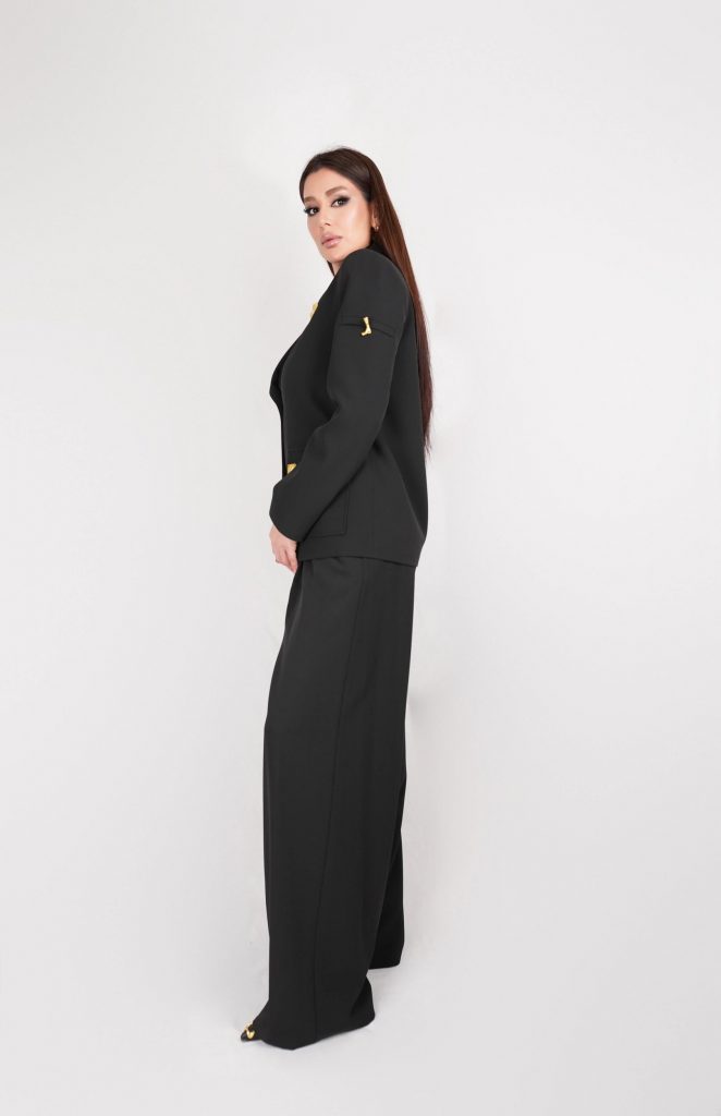 GOLD-BUTTON BLAZER SET