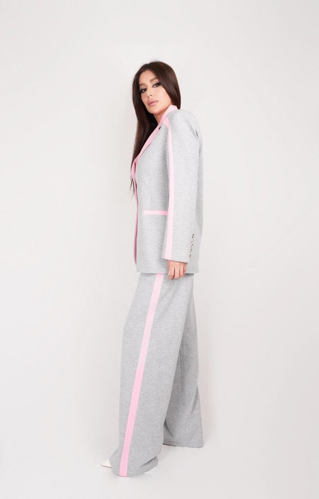 CONTRAST-DETAIL BLAZER SET