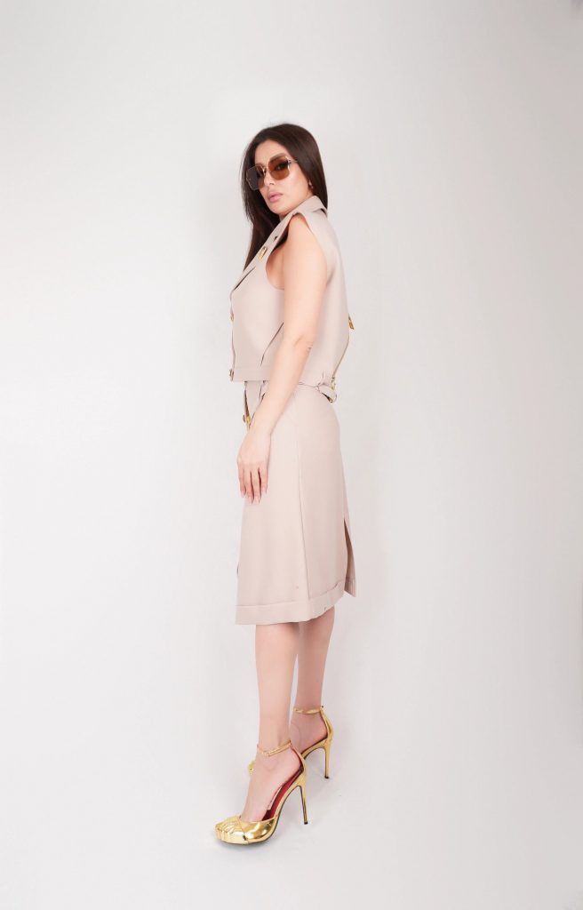 BELTED VEST SKIRT SET