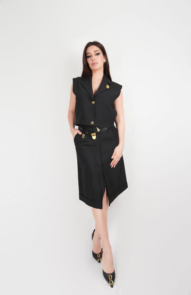 BELTED VEST SKIRT SET