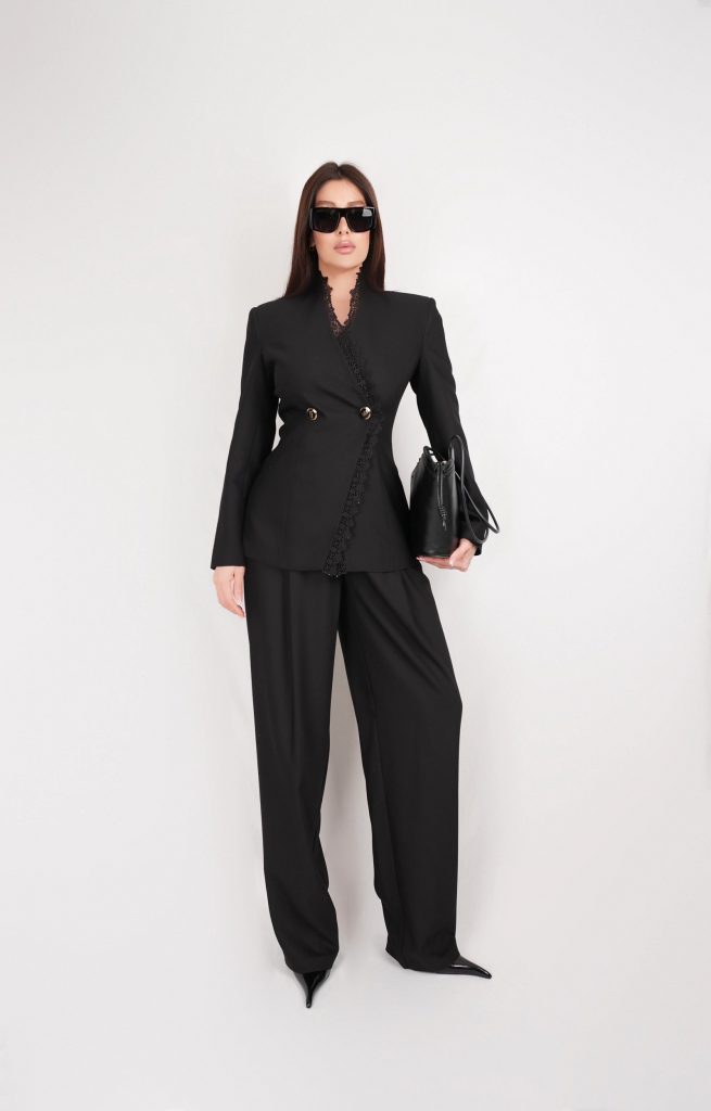 LACE-TRIM BLAZER SET