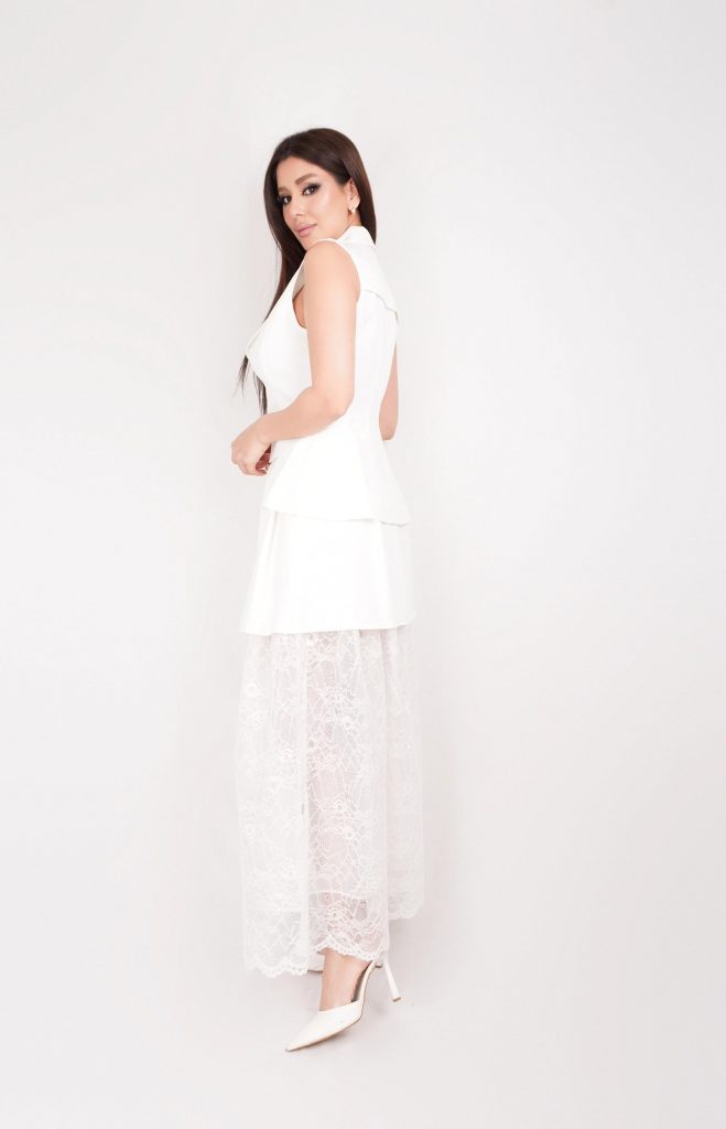 LACE-HEM VEST SKIRT SET