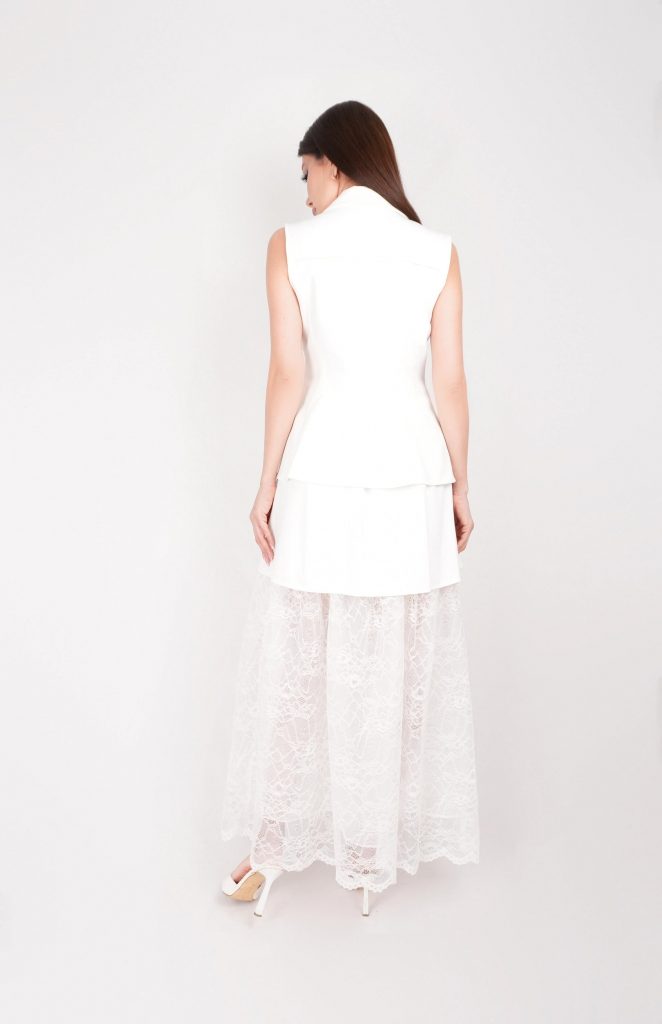 LACE-HEM VEST SKIRT SET