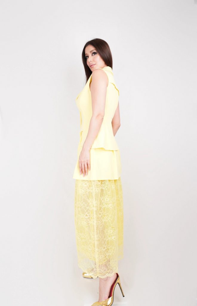 LACE-HEM VEST SKIRT SET