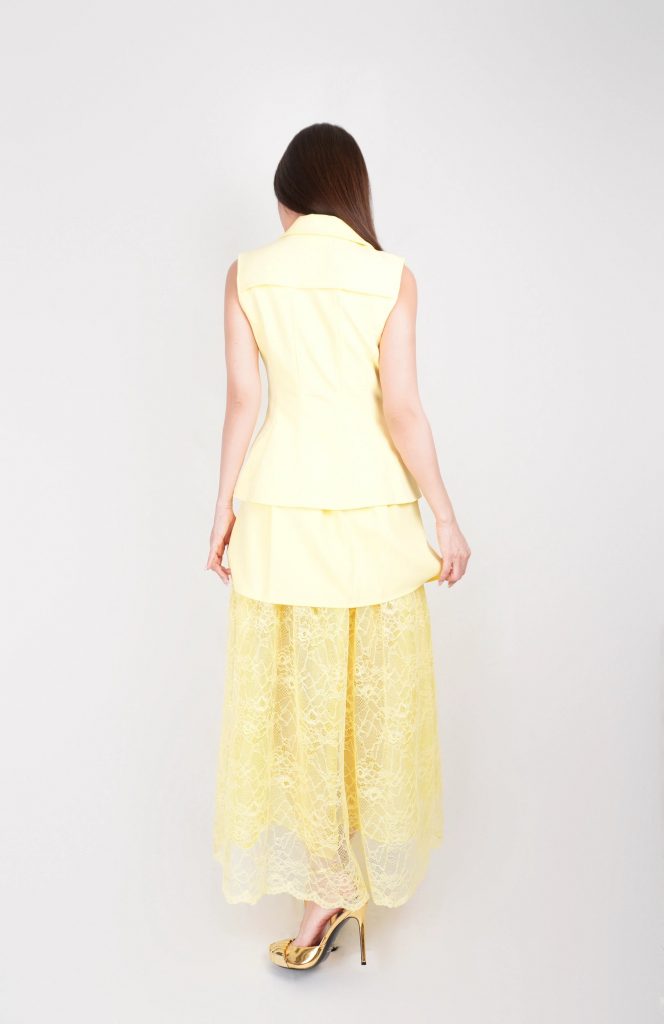 LACE-HEM VEST SKIRT SET
