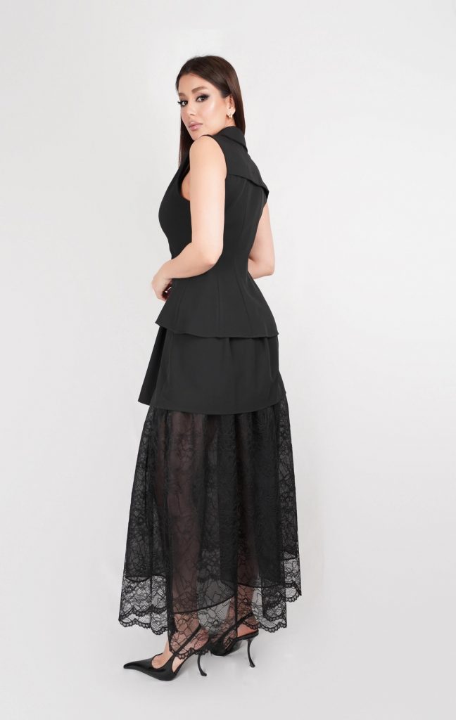 LACE-HEM VEST SKIRT SET