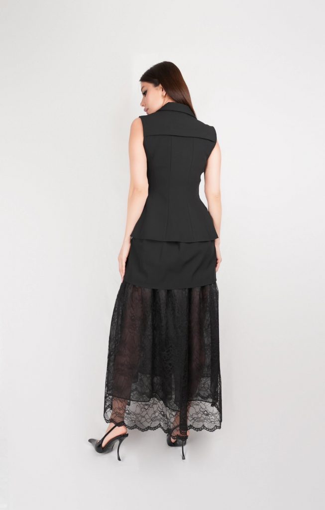 LACE-HEM VEST SKIRT SET