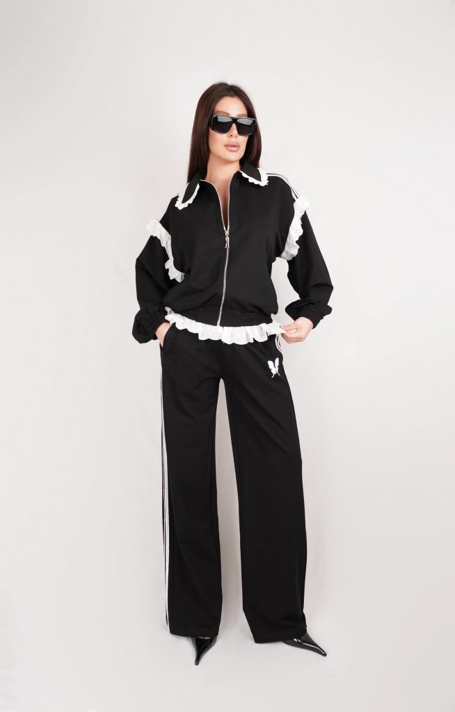 LACE-TRIM TRACKSUIT SET