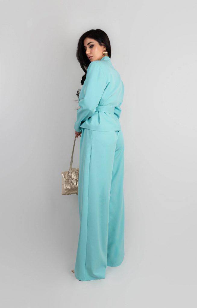 WAIST-TIE JACKET AND WIDE-LEG TROUSERS