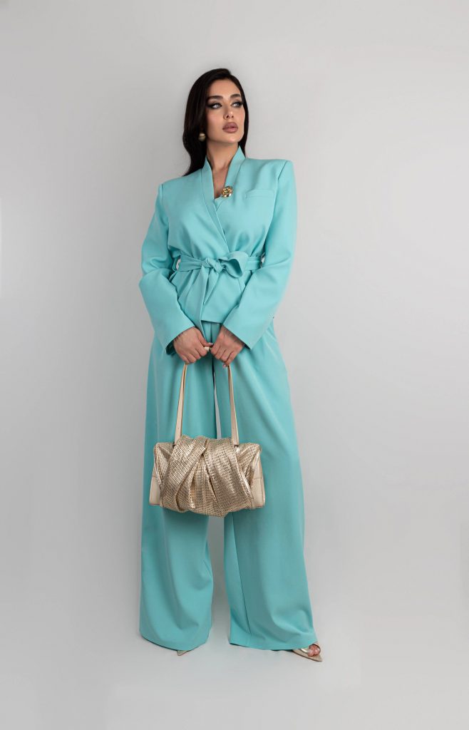 WAIST-TIE JACKET AND WIDE-LEG TROUSERS