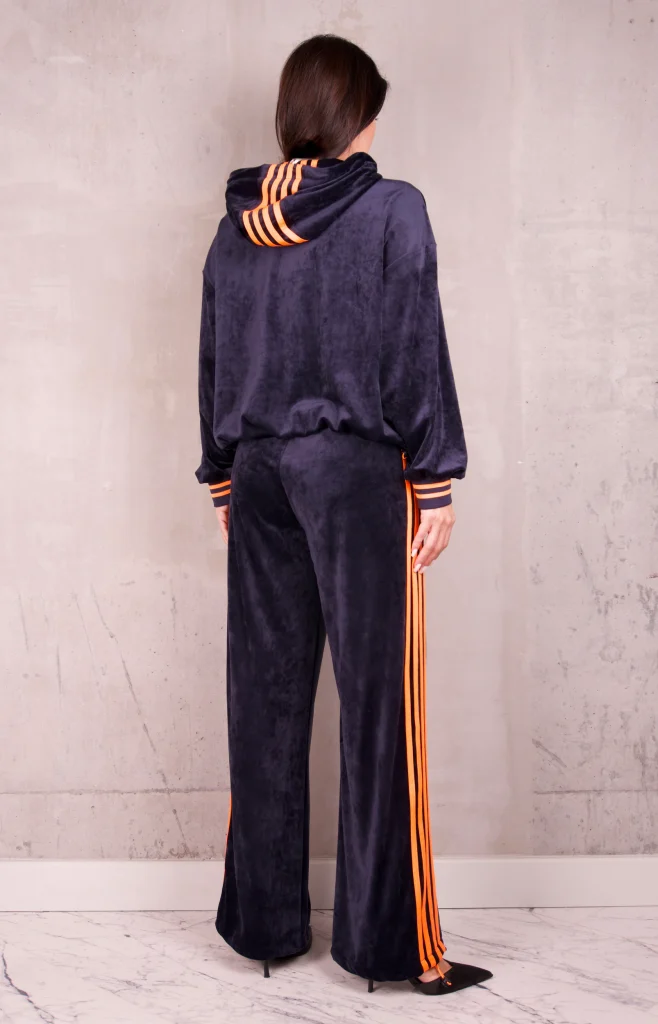 CONTRAST-STRIPE HOODED VELOUR SET - Navy, Photo 3