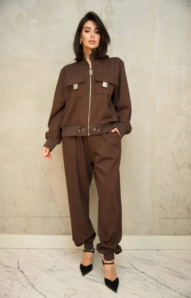 FLAP-POCKET ZIP BOMBER SET - Brown, Photo 1